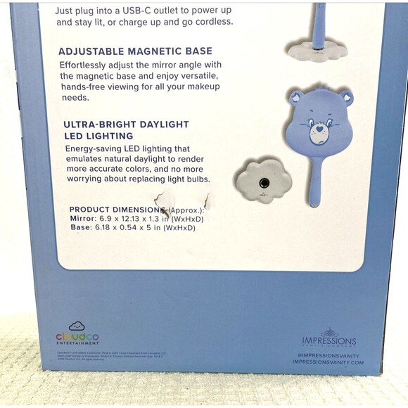 Care Bears Led Handheld Makeup Mirror Grumpy Bear Blue White Vanity - Picture 5 of 12